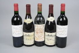 FIVE BOTTLES OF FINE FRENCH RED WINE, 1 x Chateau Longueville Baron de Pielon 1983 Pauillac, 2 x
