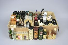 A COLLECTION OF OVER ONE HUNDRED MINIATURE BOTTLES OF WHISKIES, SPIRITS AND LIQUEURS, to include