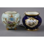 TWO COALPORT MINIATURE BULBOUS VASES, both with hand painted landscape/ruins inserts, height