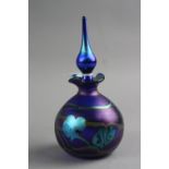 AN OKRA ART GLASS SCENT BOTTLE, signed Richard P Golding 10th August 1994, height approximately