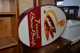 A FRENCH OVAL ILLUMINATED WALL HANGING ADVERTISING SIGN