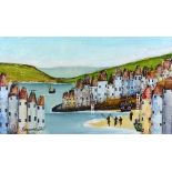 ROZANNE BELL, 'A Cornish Harbour' scene, an original oil on board, signed by the artist, unframed,