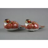 TWO ROYAL CROWN DERBY 'PHEASANT' PAPERWEIGHTS both with a gold stopper