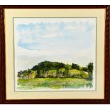 JOHN R MYERS, 'Wychbury Hill and Hagley Monument', a watercolour painting, signed, titled and