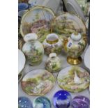 A GROUP OF DUNHEVED BONE CHINA, countryside theme, to include 'Devon Cottage' by D Wilson, '