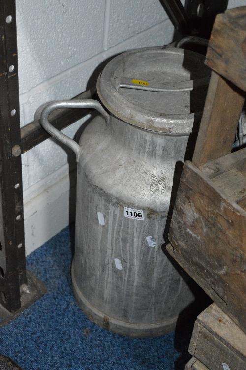 TWO ALUMINIUM MILK CHURNS