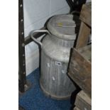 TWO ALUMINIUM MILK CHURNS