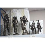 FIVE FRITH BRONZED SCULPTURES, titled 'Gymkhana Girl' x 2, one a.f., 'In The Arms of Love', '