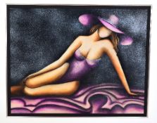 PASCALE BIGOT, a pastel drawing embellished with glitter, signed by the artist, unframed,