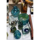 A GROUP OF MDINA GLASS, to include a large pulled lobe vase and a textured perfume bottle and