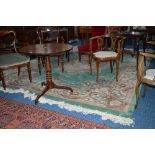 A CHINESE STYLE CARPET SQUARE, green and cream ground, multi-strap border and floral detail,