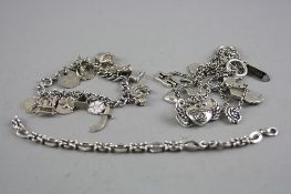 TWO SILVER BRACELETS AND SILVER NECKLACE, total approximate weight 133.6 grams