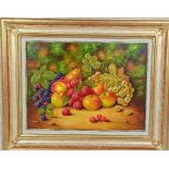 JOHN F SMITH, 'Fruits', an original oil on board, initialled by the artist, framed, image