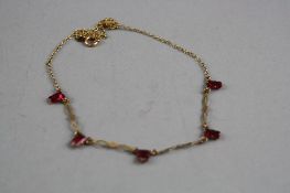 A 9CT GEMSTONE NECKLACE, total approximate weight 2.5 grams