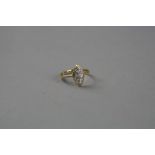 A 1930'S 18CT DIAMOND MARQUE RING, ring size H, boxed, total approximate weight 2.1 grams