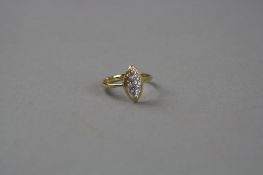 A 1930'S 18CT DIAMOND MARQUE RING, ring size H, boxed, total approximate weight 2.1 grams