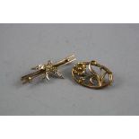 TWO EDWARDIAN 9CT BROOCHES, total approximate weight 5.3 grams