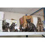 SEVEN FRITH SCULPTURE BRONZED AND GILT MODELS OF CATS, various sizes, titles include Boddington,