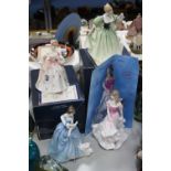 FOUR ROYAL DOULTON FIGURES, two boxed to celebrate 50th Anniversary of first Peggy Davies