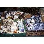 A BOX OF BOOTHS 'REAL OLD WILLOW' AND WOOD WILLOW PATTERN DINNERWARES, two boxes of assorted