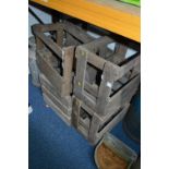 FIVE VINTAGE WOODEN CRATES