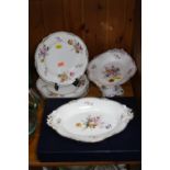 A ROYAL CROWN DERBY BOXED DESSERT SET, 'Derby Posies' pattern, to include tall oval comport, low