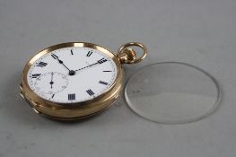 A 9CT OPEN POCKET WATCH (sd) (dust cover metal), total weight approximately 89.9 grams