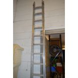 AN ALUMINIUM LADDER, 3.5m long with a ladder step off