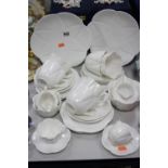 FOLEY CHINA (WILEMAN 1890-1910) 'DAINTY' WHITE TEAWARES, six large cups, six saucers, six side