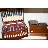 SIXTY PIECE CANTEEN OF CUTLERY, twelve piece knife and fork set, boxed and three other boxed cutlery
