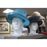 FOUR VARIOUS LADIES HATS, with labels 'Max & Ellie', 'Victoria Ann' and 'Nigel Raymont'