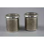 TWO SILVER SCREW TOP LIDDED GLASS TOPS