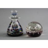 A BOXED CAITHNESS PERFUME BOTTLE, designed by Peter Holmes (certificate), together with glass