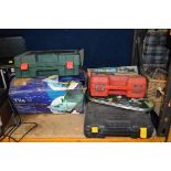 SIX VARIOUS POWER TOOLS, including Bosch, Black and Decker Tile it, MacAllister etc