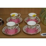 A SET OF FOUR ROYAL WORCESTER COFFEE CANS AND SAUCERS, made for Thos Webb & Sons Melbourne, Circa