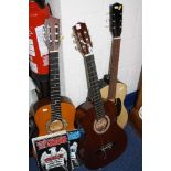 THREE CLASSICAL GUITARS, to include Hokada (strings missing), 'Encore' and 'G-101' (missing string),