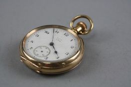 A GOLD PLATED OPEN POCKET WATCH