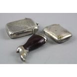 TWO SILVER VESTA CASES AND LADIES BOOT VESTA (3)