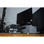 AN ALBA 19' LED TV, Panasonic freeview box, a Xion USB cassette player, a Sagecom freeview box, a