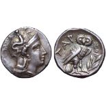 Calabria, Tarentum AR Drachm. Circa 302-280 BC. Zor..., magistrate. Head of Athena right, wearing