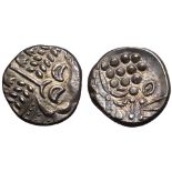 Britannia, the Durotriges AR Stater. 58 BC - AD 43. Wreath, cloak and crescents / Disjointed horse