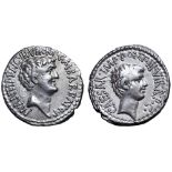 Marc Antony and Octavian AR Denarius. Military mint moving with Antony (Ephesus?), 41 BC. M.