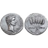 Augustus AR Cistophoric Tetradrachm of Ephesus, Ionia. Circa 25 BC. IMP CAESAR, bare head of