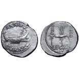 Marc Antony Legionary AR Denarius. Military mint moving with Antony, autumn 32 - spring 31 BC. ANT•