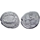 Marc Antony Legionary AR Denarius. Military mint moving with Antony, autumn 32 - spring 31 BC. ANT•