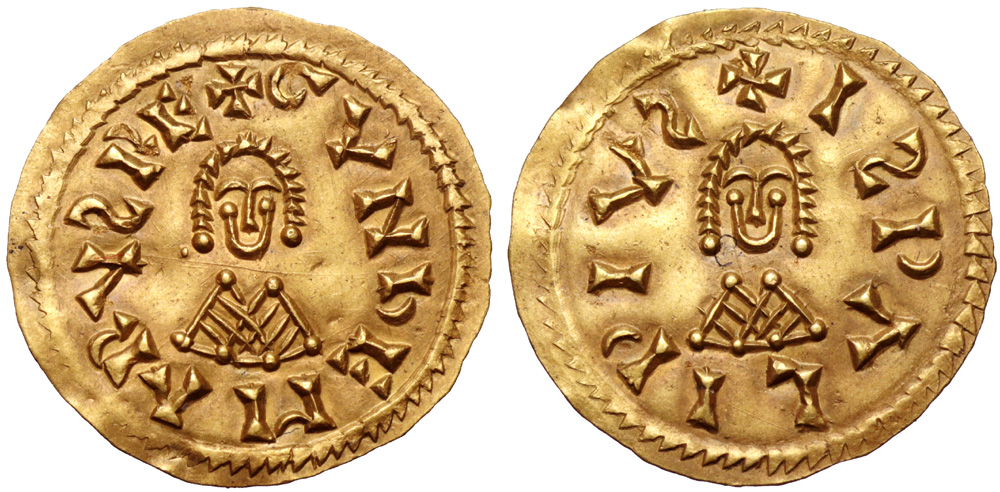 Visigoths, Spain. Gundemar AV Tremissis. Ispali (Seville), AD 610-612. +GVNDEMARVS RE, facing bust /