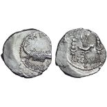 Marc Antony Legionary AR Denarius. Military mint moving with Antony, autumn 32 - spring 31 BC. ANT•