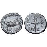 Marc Antony Legionary AR Denarius. Military mint moving with Antony, autumn 32 - spring 31 BC. ANT•