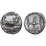 Marc Antony Legionary AR Denarius. Military mint moving with Antony, autumn 32 - spring 31 BC. ANT•