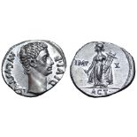 Augustus AR Denarius. Lugdunum, 15-13 BC. AVGVSTVS DIVI•F, bare head right / Apollo Citharoedus of